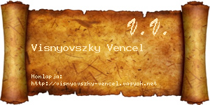 Visnyovszky Vencel névjegykártya
